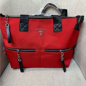 Prada Scarlet and Ebony Tote